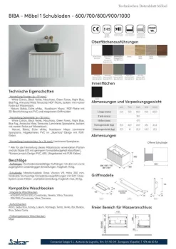 Waschtischunterschrank BIBA 800 1 Metallschublade BLUE FOG 797 x 405 x 450 mm