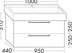 Waschtisch-Unterschrank Vero 100 cm, ohne Griff, Auswahl in Lack u. Holzoptik