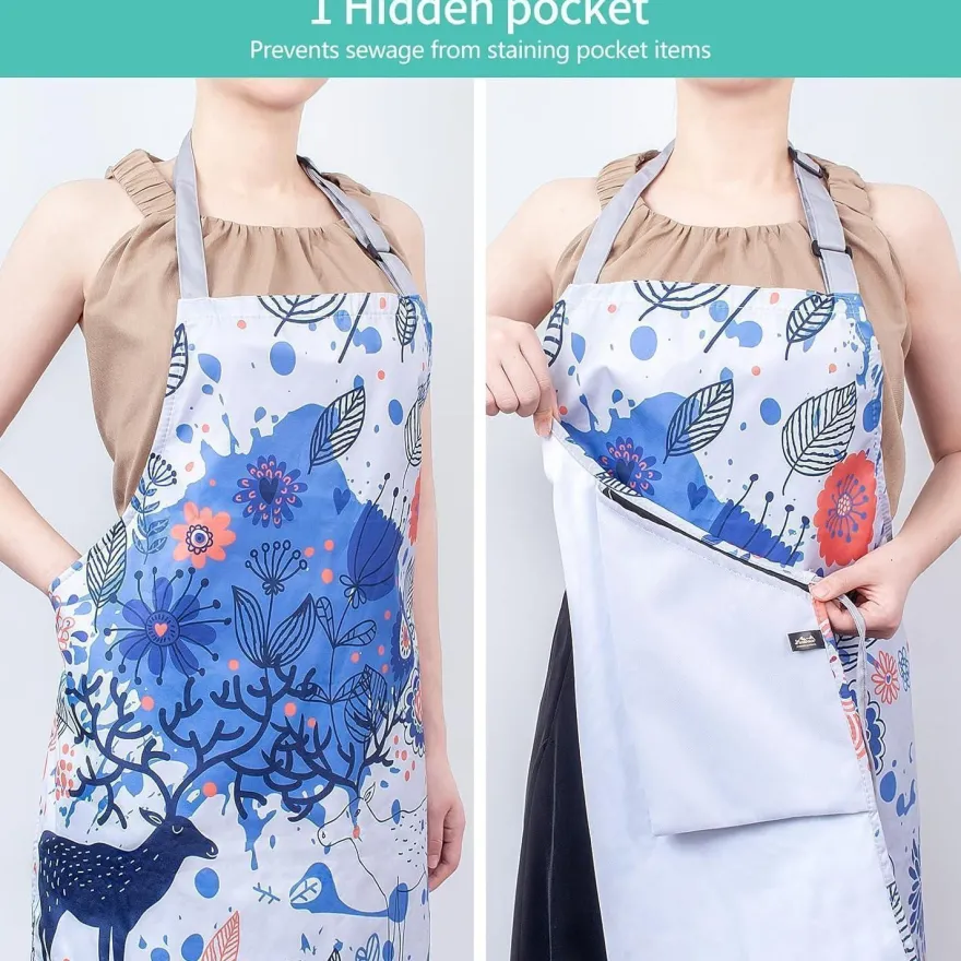 Wasserdichte Kochschürze mit Taschen und verstellbarem Gurt, 67 * 75CM