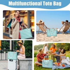 Wasserdichte Strandtasche XXL Damen Beach Tote Bag, Reißverschluss, Familien