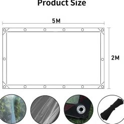 Wasserdichte Transparente Abdeckplane mit Ösen 2x5m Garten Möbel Schutz