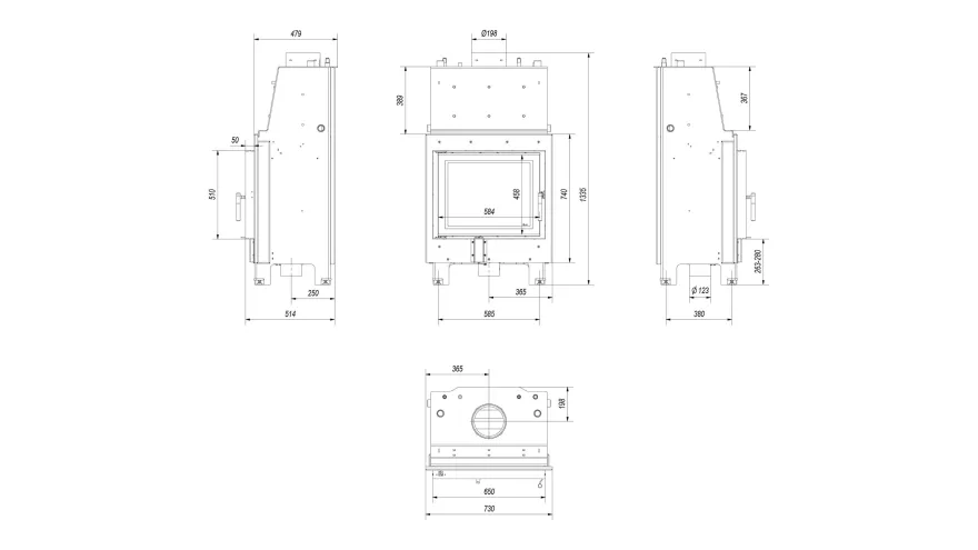 Wasserführender Kamineinsatz KRATKI MBZ 13 kW Ø 200