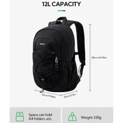 Waterfly Rucksack Klein 12L: Leichter Tagesrucksack Mini Sport Backpack Outdoor