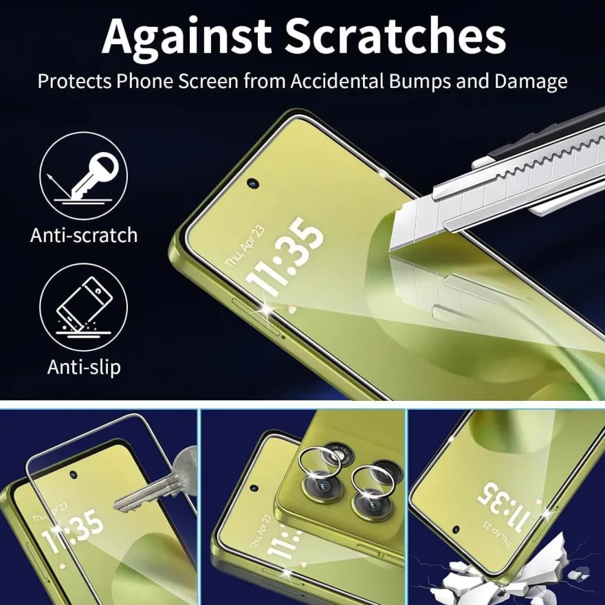 Wayneer Schutzfolie für Motorola Moto G86 5G, 2x Panzerglas Displayschutz & 2x