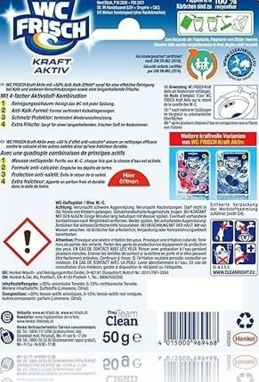 WC Frisch Kraft Aktiv Lemon, 10er Pack - WC Reiniger mit langanhaltendem Duft