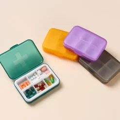 Wöchentliche Pillendose tragbarer Organizer 6 Fächer täglich Schwarz