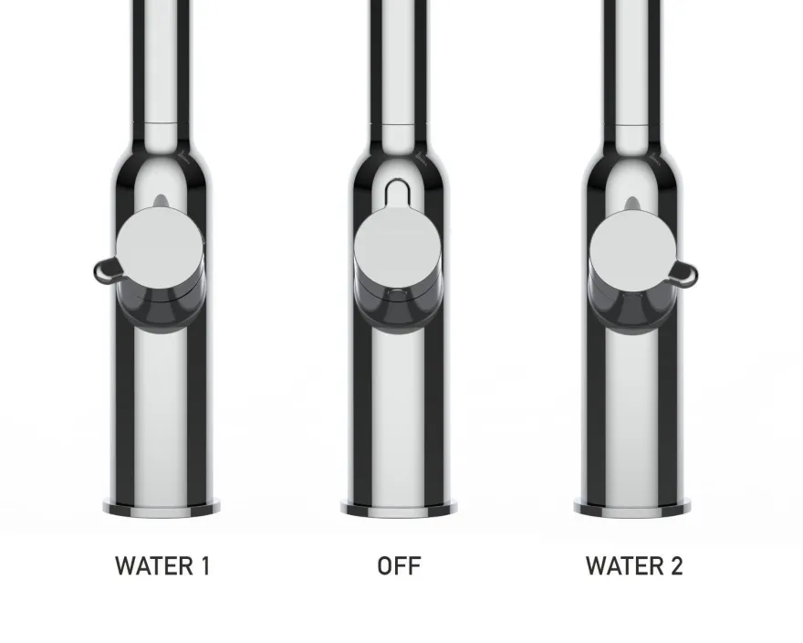 4-Wege Wasserhahn Schwarz Küchenarmatur 360° schwenkbarer Auslauf, 2Strahl-Handbrause