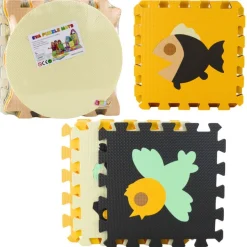 Weiche Puzzle-Lernmatte EVA-Schaumstoff Tiere Braun 16-tlg