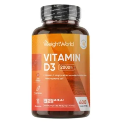 WeightWorld Vitamin D3 2000 I.E. - 400 Tabletten - 1 Tablette alle 2 Tage