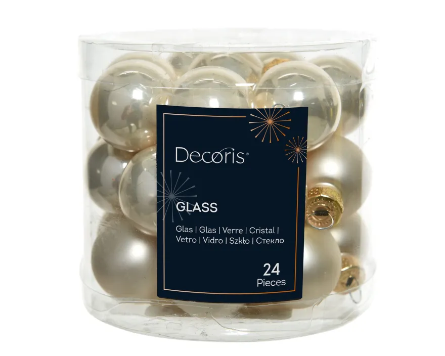 Weihnachtskugeln Glas 2,5cm 24 Stück - Perle