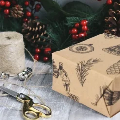 Weihnachtspapierrolle Kraftpapier Schwarze Weihnachtselemente 4 Rollen 76cm x