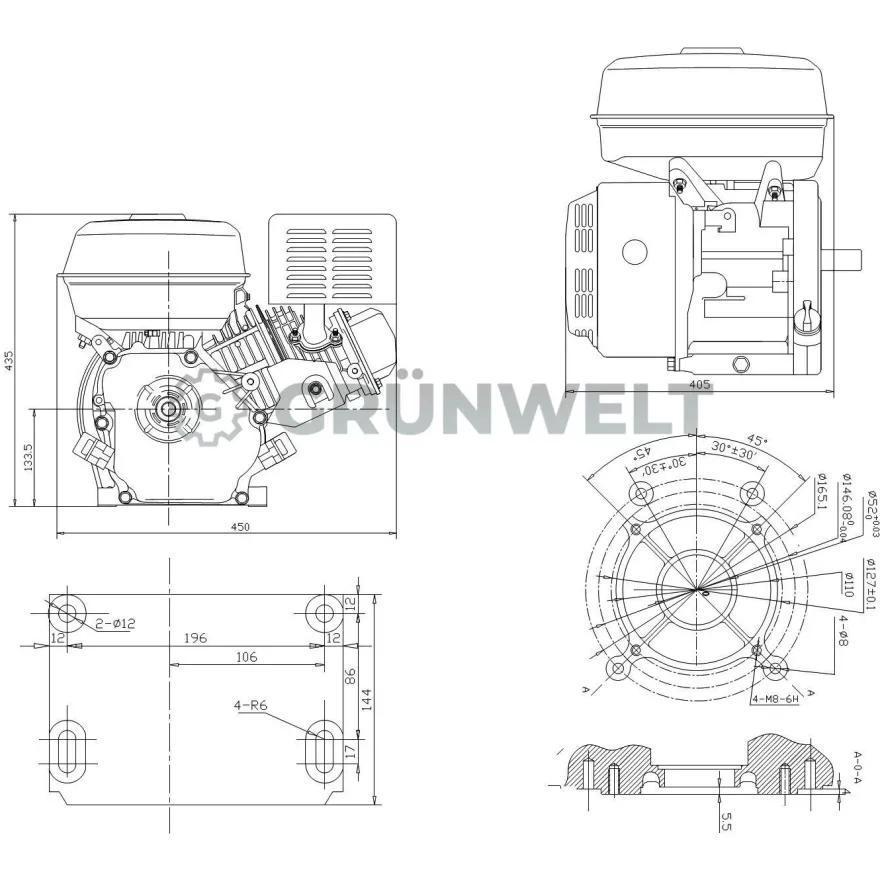 Weima WM192FE-L 18 PS 460 cm³ E-Starter Benzinmotor Austauschmotor Rüttelplatte