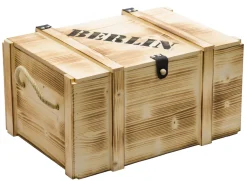 Weinbox 6er geflammt inkl. Holzwolle Weinkiste Geschenkekiste Holzkiste Aufbewahru