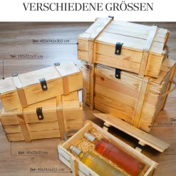 Weinbox 6er geflammt inkl. Holzwolle Weinkiste Geschenkekiste Holzkiste Aufbewahru