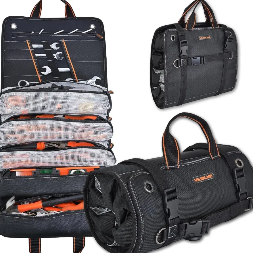 Welkinland Werkzeugrolle zum Aufrollen mit 13 Taschen, 5 davon mit