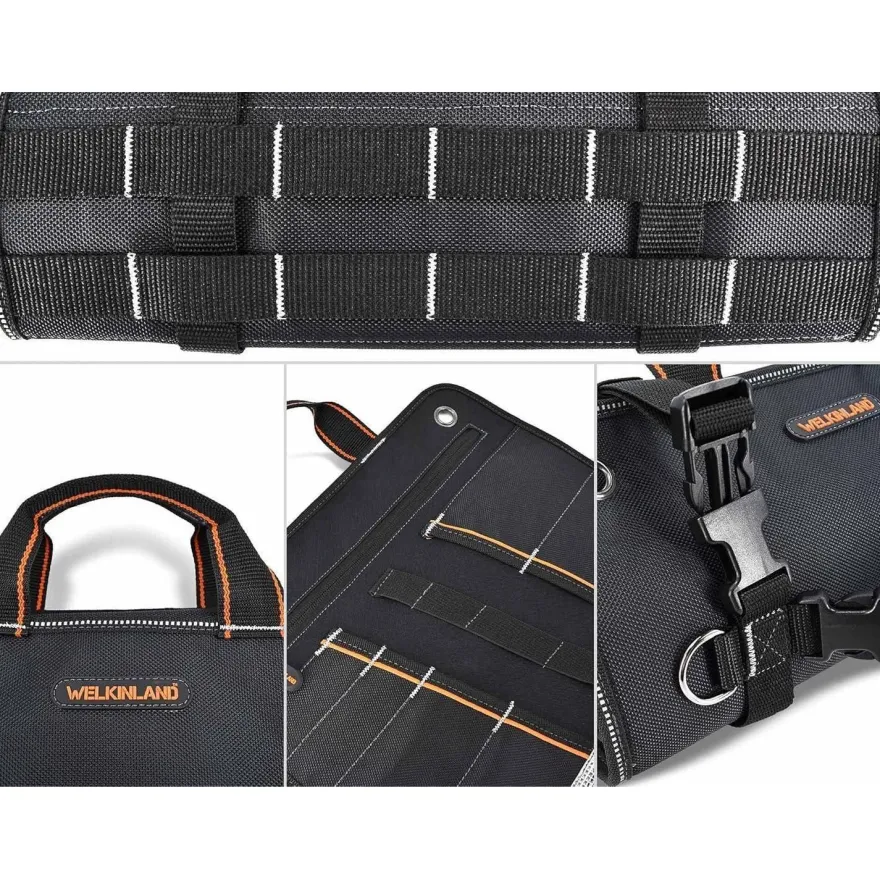 Welkinland Werkzeugrolle zum Aufrollen mit 13 Taschen, 5 davon mit