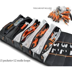 Welkinland Werkzeugrolle zum Aufrollen mit 13 Taschen, 5 davon mit