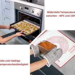 Wellehomi Silikon Backmatte 60x40 cm Antihaft Teigmatte mit Messung und 3