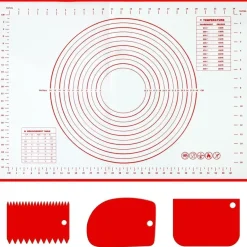 Wellehomi Silikon Backmatte 60x40 cm Antihaft Teigmatte mit Messung und 3