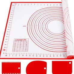 Wellehomi Silikon Backmatte 60x40 cm Antihaft Teigmatte mit Messung und 3