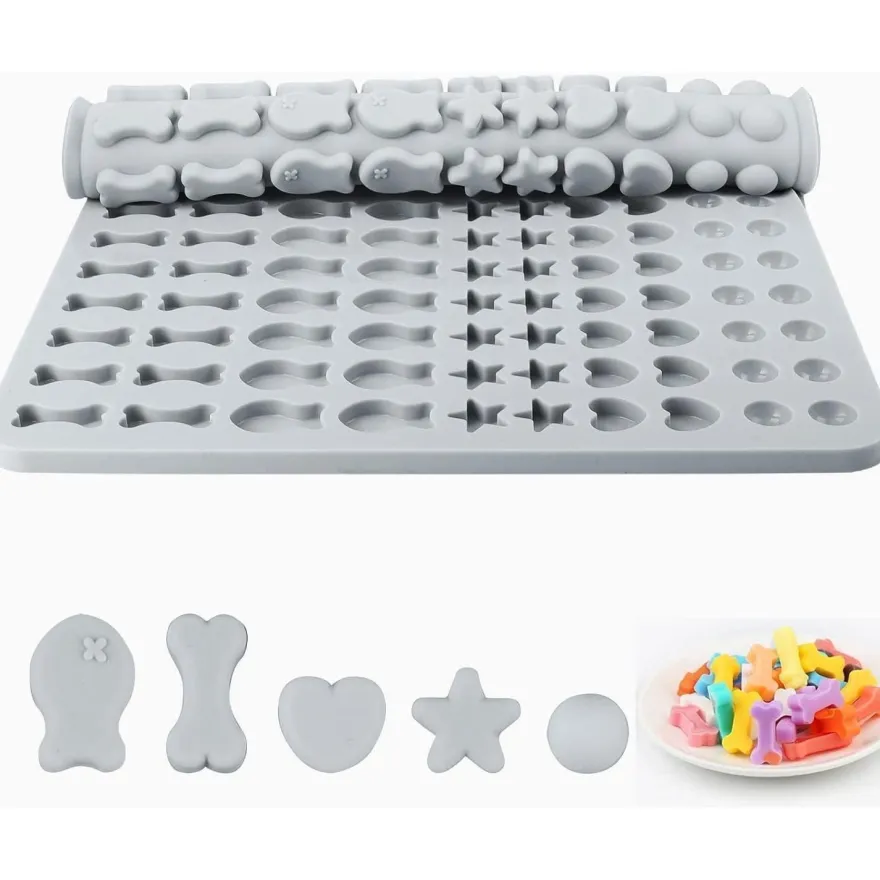 Wellehomi Silikon Backmatte für Hundekekse, 2er Set mit 130 Gittern & 2