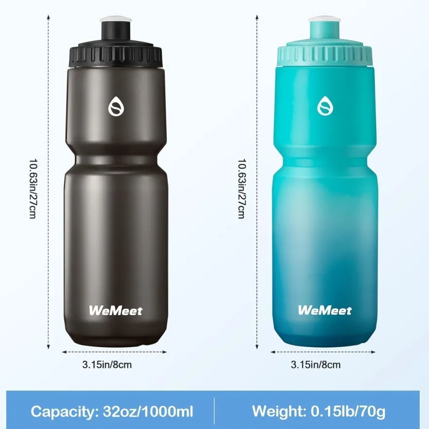 WEMEET Fahrrad Trinkflasche 2er-Pack, Auslaufsichere Squeeze Sportflasche mit