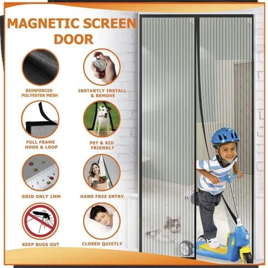 WENT Fliegengitter Tür Magnet Insektenschutz 105x205cm, Balkon/Terrassentür