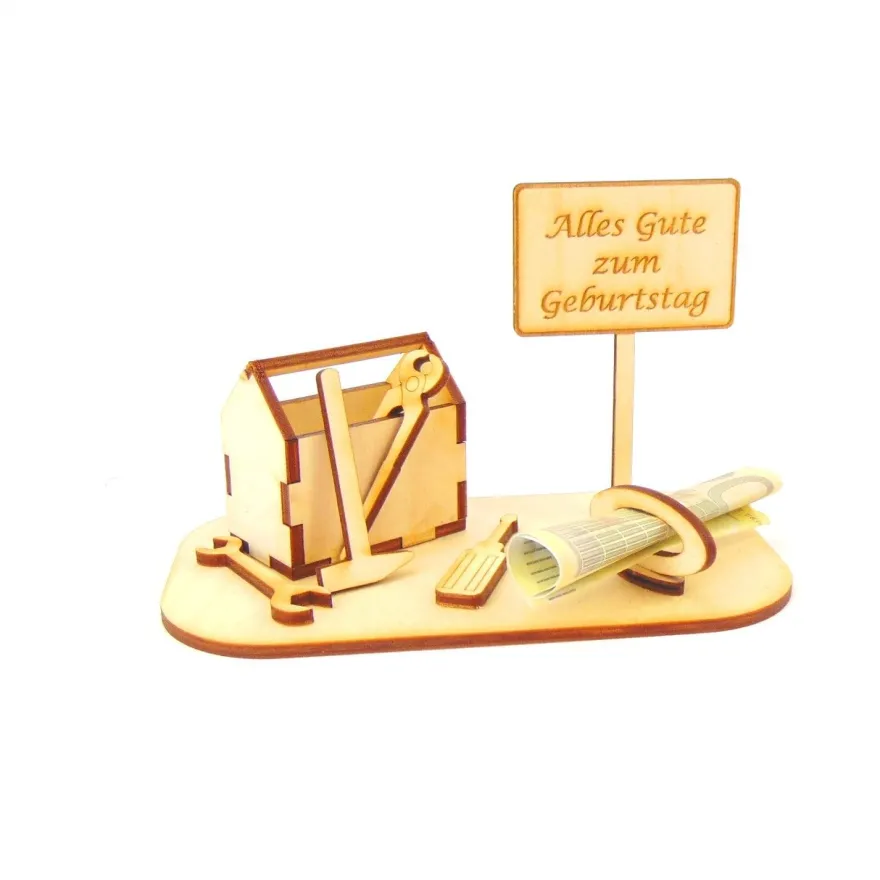 Werkzeugkasten Geldgeschenk und/ oder Gutschein Geschenk aus Holz Personalisiert-K21-