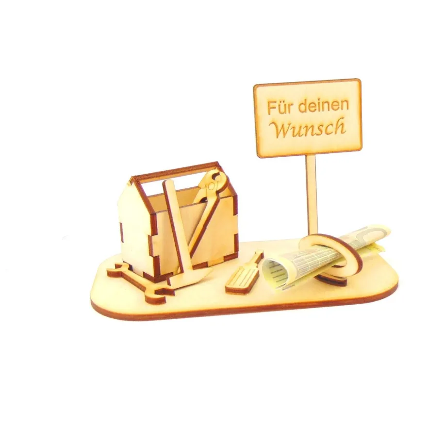 Werkzeugkasten Geldgeschenk und/ oder Gutschein Geschenk aus Holz Personalisiert-K21-