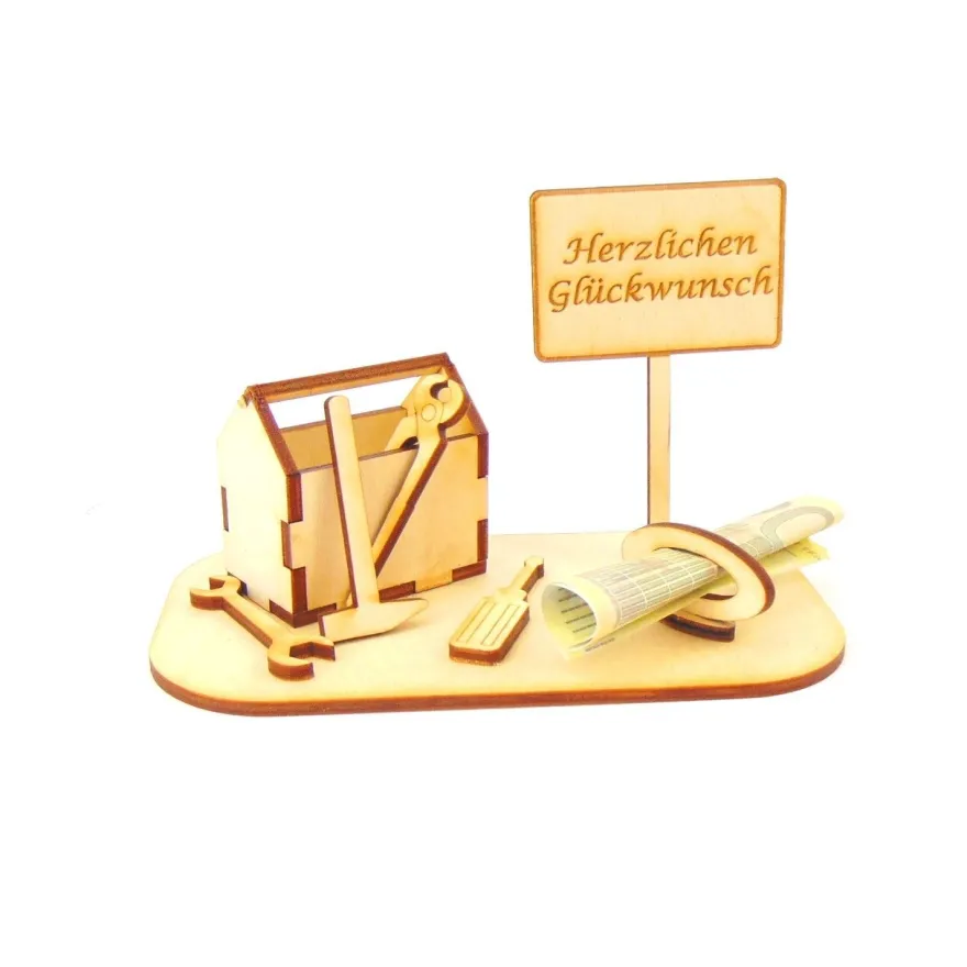 Werkzeugkasten Geldgeschenk und/ oder Gutschein Geschenk aus Holz Personalisiert-K21-