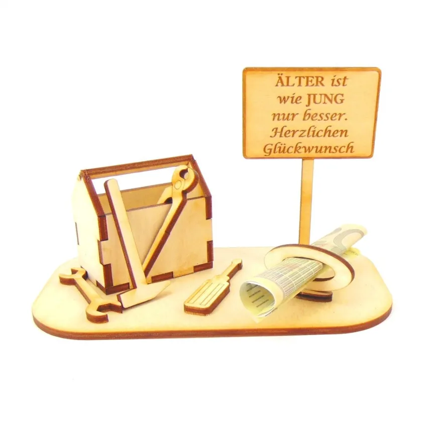Werkzeugkasten Geldgeschenk und/ oder Gutschein Geschenk aus Holz Personalisiert-K21-