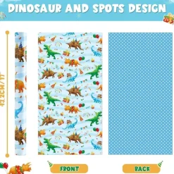 Wernnsai Dinosaurier Geschenkpapier, 1 Rolle Dino Geschenkpapier für