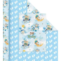 Wernnsai Geschenkpapier mit Teddybären, Sternen und Wolken - Ideal für