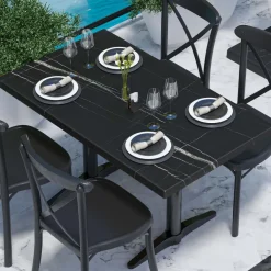 WERZA | Werzalit Tischplatte | 120x70cm | Schwarz Marmor | Topalit Tischplatte