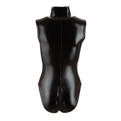 Wetlook Body S - XL mit Zip Dessous Leder-Optik Overall Stringbody