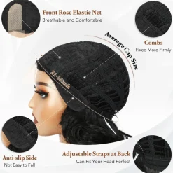 WIGNEE Kurze Lockige Glueless Perücke für Schwarze Frauen, Synthetik