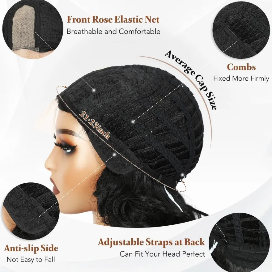 WIGNEE Kurze Lockige Glueless Perücke für Schwarze Frauen, Synthetik