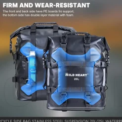 WILD HEART Motorrad Seitentasche 20L/25L Edelstahl wasserdicht, verschleißfest
