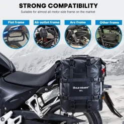 WILD HEART Motorrad Seitentasche 20L/25L Edelstahl wasserdicht, verschleißfest