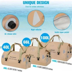 WILD HEART wasserdichte Reisetasche 100L Khaki - Ideal für Outdoor-Abenteuer