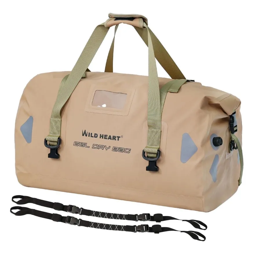 WILD HEART wasserdichte Reisetasche 100L Khaki - Ideal für Outdoor-Abenteuer