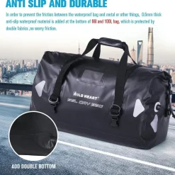 WILD HEART wasserdichte Reisetasche, 66L, verschweißte Nähte, Schultergurte