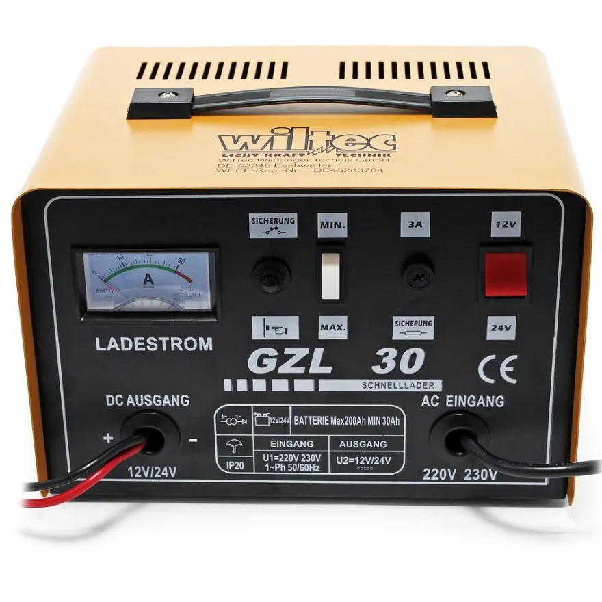 Wiltec Batterieladegerät 12V 24V 16A Ladegerät Akkuladegerät GZL30 Motorrad LKW