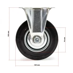 Wiltec Bockrolle 125mm Vollgummirad 100kg Transportrolle Möbelrolle Industrie