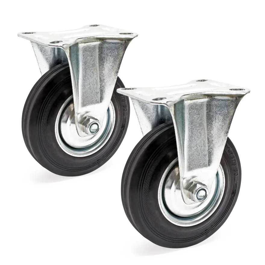 Wiltec Bockrollen Set 2x Transportrolle Vollgummirad 125mm 100kg Metallfelge