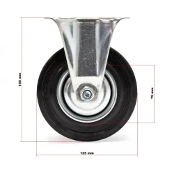 Wiltec Bockrollen Set 2x Transportrolle Vollgummirad 125mm 100kg Metallfelge