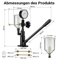 Wiltec Diesel Einspritzdüsentester Einspritzdüsen Prüfgerät Manometer Injektor