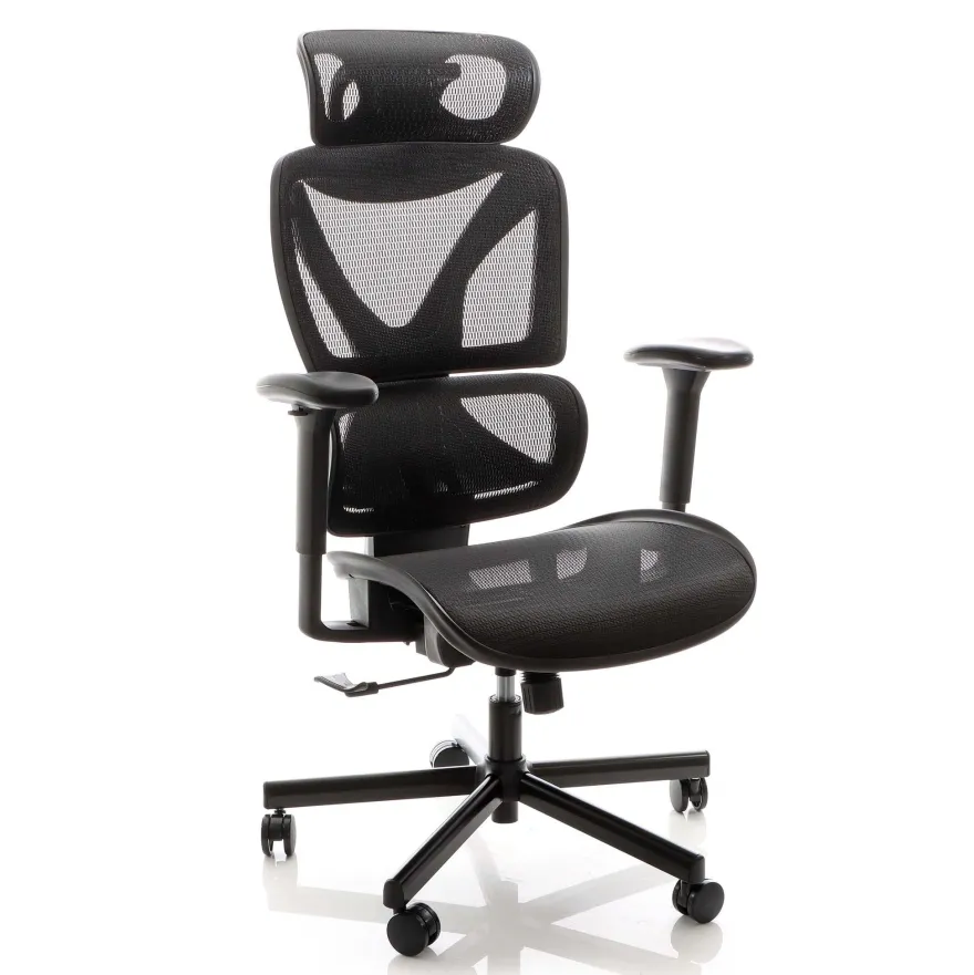 Wiltec Ergonomischer Bürostuhl Kopfstütze 150kg Schreibtischstuhl Drehstuhl