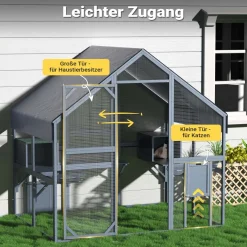 Wiltec Freilaufgehege Katzen 140x187x187cm Katzenfreigehege Holz Außengehege