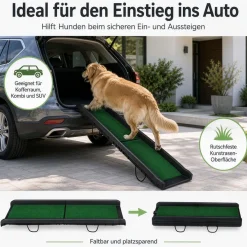 Wiltec Hunderampe 155x40cm 75kg faltbar Kunstrasen Einstiegshilfe Autorampe Hund